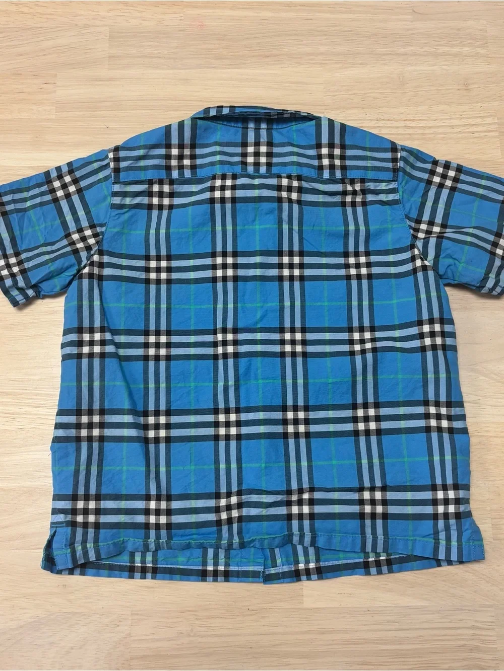 Burberry blue short sleeve plaid button down
